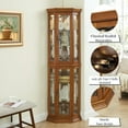 thumbnail image 5 of CQSXDA Lighted Corner Display Curio Cabinet with Tempered Glass Door Oak, 5 of 17