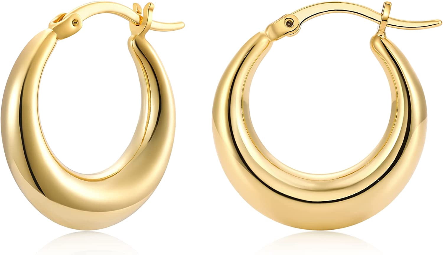 Chunky Gold Hoop Earrings for Women 14k Gold Plated Stainless Steel Thick Hoop  Earrings Dainty Cute Hypoallergenic Earrings Minimalist Jewelry Gift -  Walmart.com