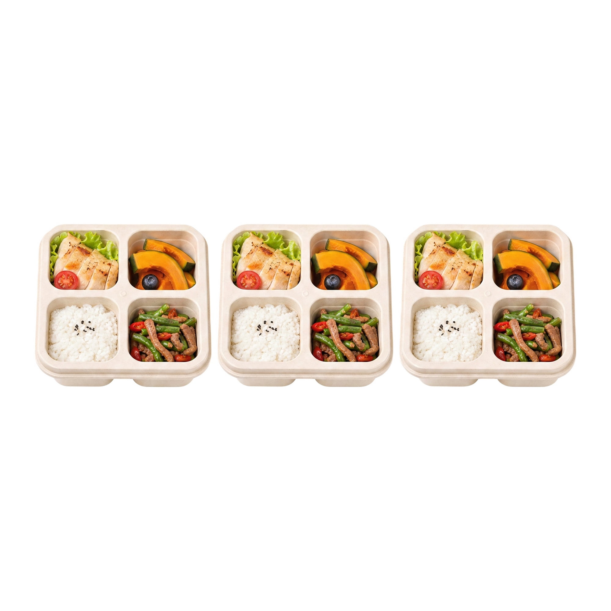 Unique Bargains 4-Compartment Leak-Proof Meal Lunch Bento Box for Work Beige