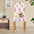 thumbnail image 4 of Yayeee 2 Pack Dining Chair Covers Stretch Parson Chairs Slipcovers Seat Protector, Pink Cartoon Ice Cream, 4 of 6