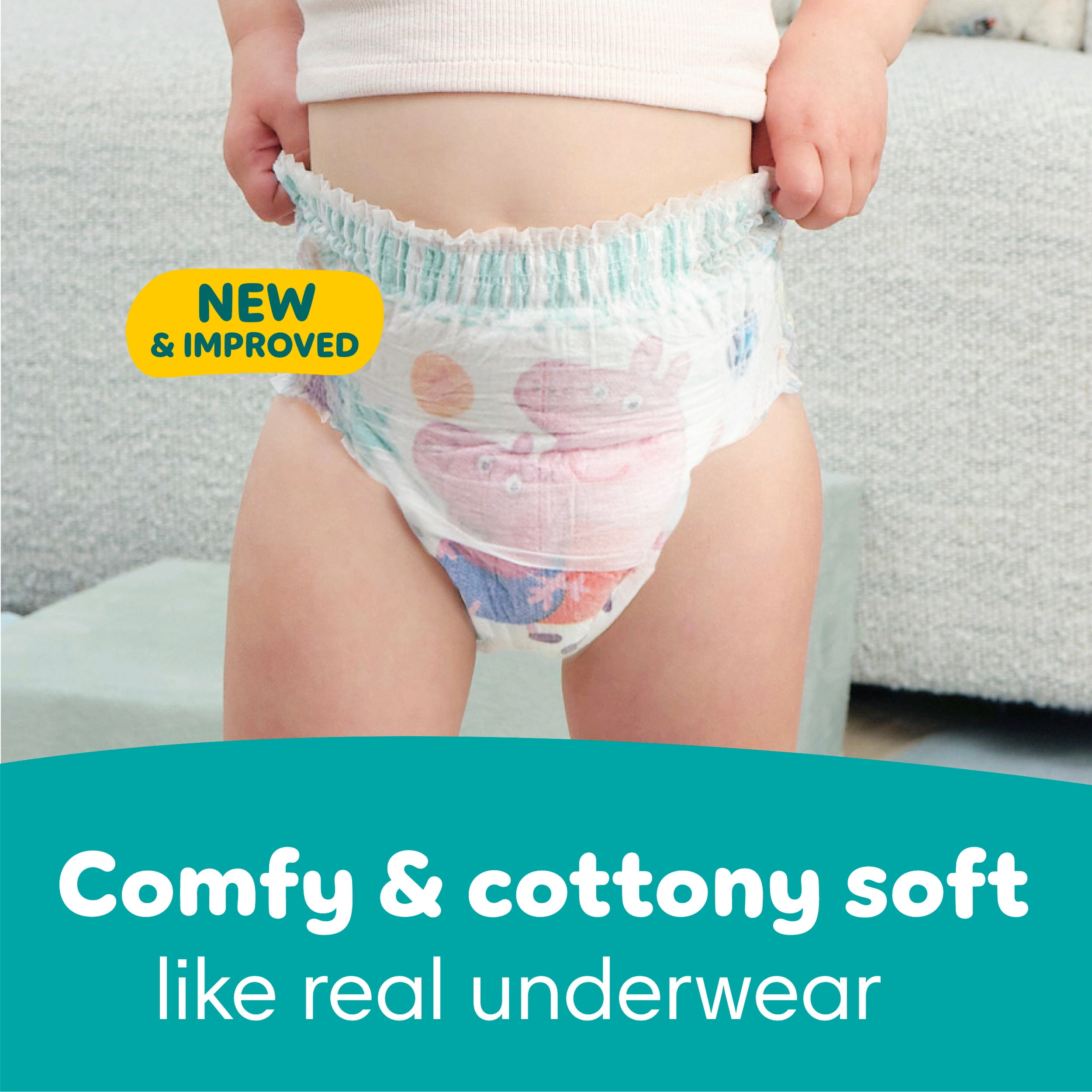 Pampers Easy Ups Girls & Boys Potty Training Pants, Size 6 (4T5T), Peppa Absorbent Training Underwear, Up to 100% Leakproof Day and Night, Hypoallergenic