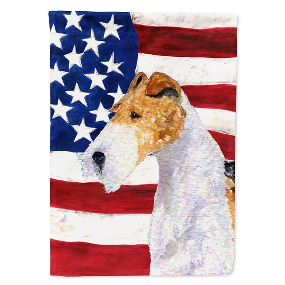 Carolines Treasures SS4057GF USA American Flag with Fox Terrier Flag, Small, Multicolor