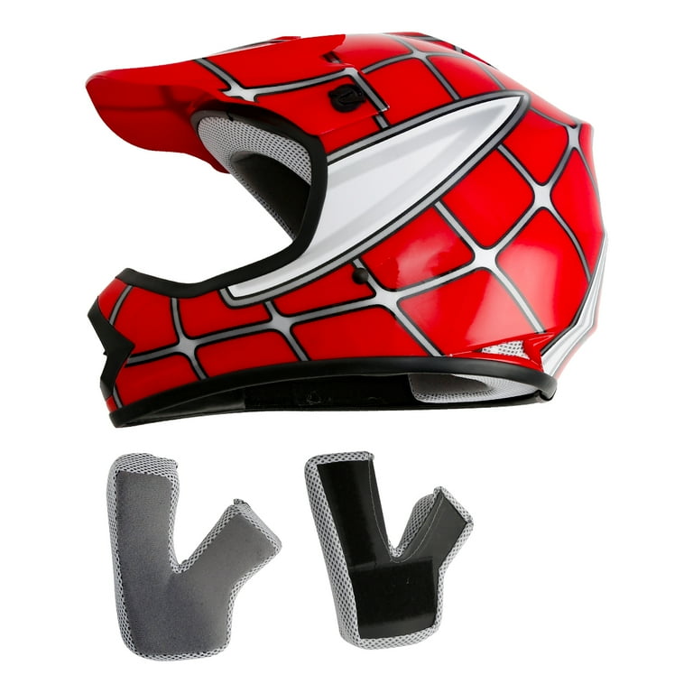TCMT Helmet for Kids Red Spider Net with Goggles and Gloves DOT