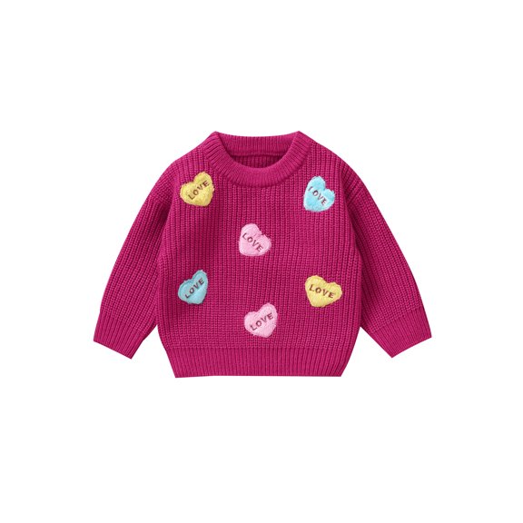 Licupiee Newborn Girl Boy Valentines Outfit Heart Print Knit Sweaters Baby Long Sleeve Pullover Sweatshirt Knitwear