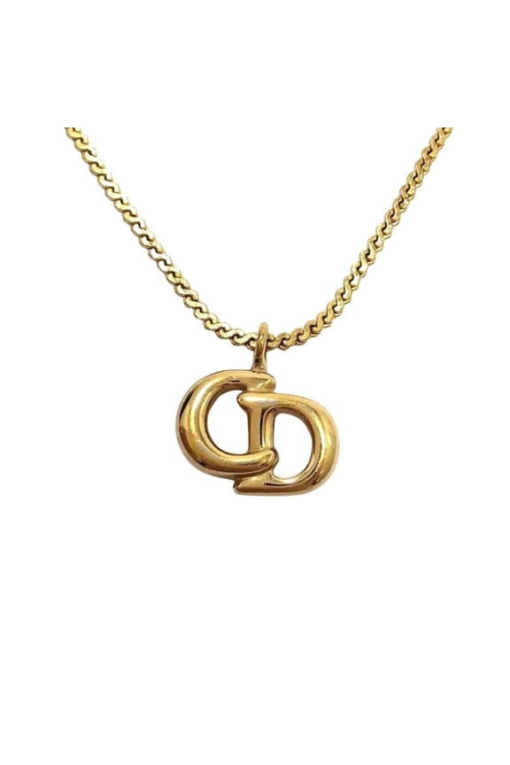 Pre-Owned Christian Dior CD logo necklace, gold (GP)