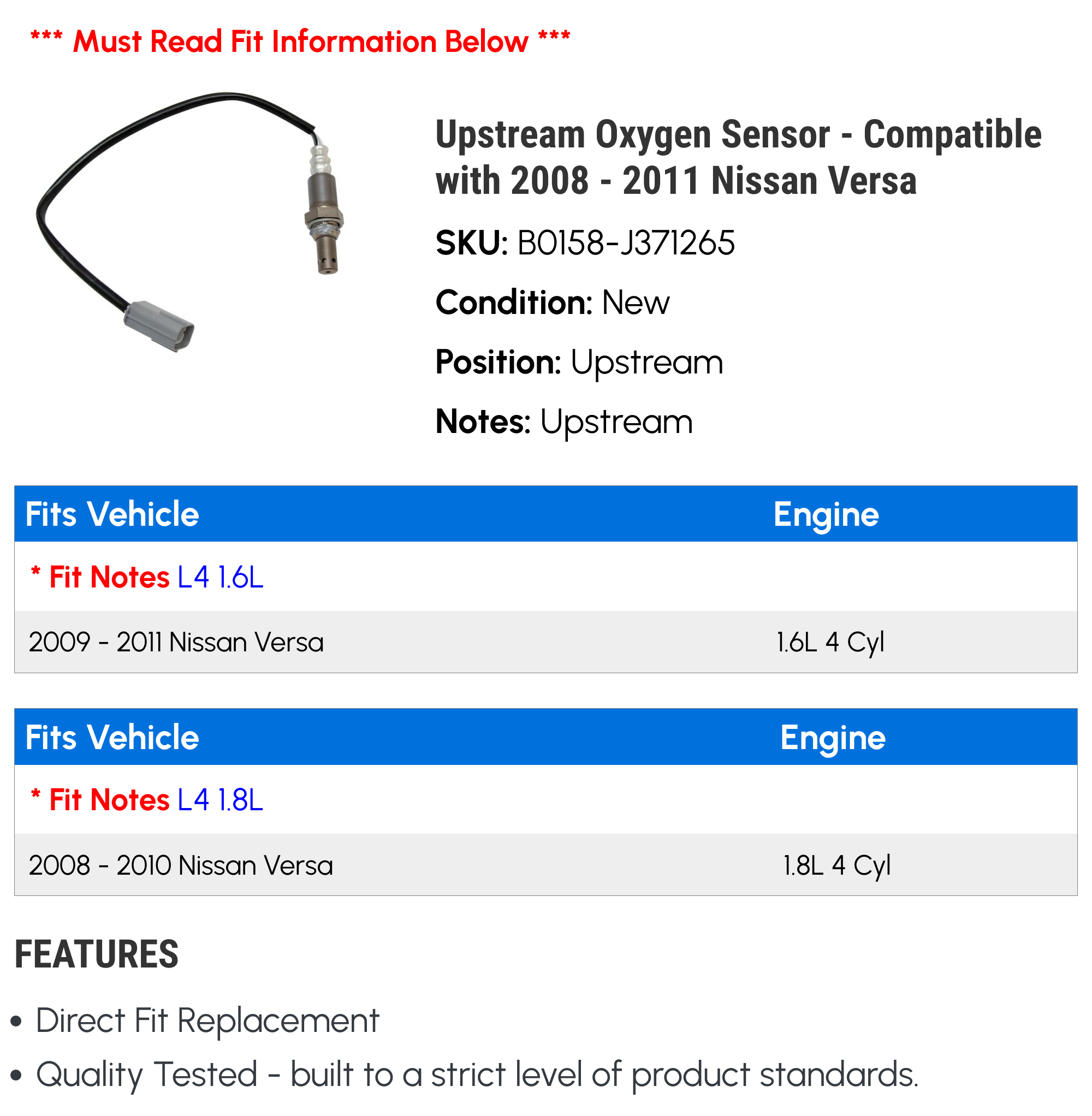 o.nemsan_ページ Oxygen O2 Sensor / Lambda Sensor For NISSAN N16 B15X
