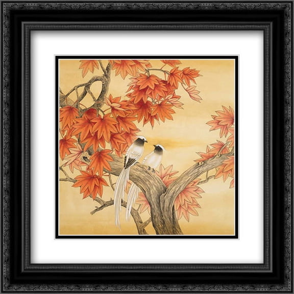 Love Birds I 2x Matted 20x20 Black Ornate Framed Art Print by Urban Pearl Collection, Llc