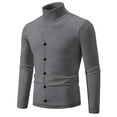 thumbnail image 1 of LOVZFMLL Men's Sweaters, Solid Color Turtleneck Ribbed Cardigan, Casual Fashion Button Vest, Mock Two-Layer, Warm Winter Tops, Fall Clothes, 1 of 3