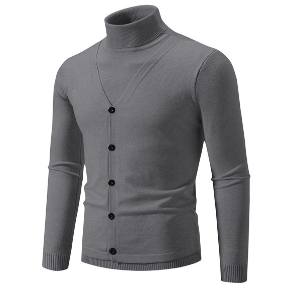 NaWent Chandail pour Hommes Coupe Ajustée Col Roulé Boutonné Uni à Manches Longues Col Rond Décontracté Tricoté Torsadé Chandail d'Hiver Mode Chandails Aubaines du Jour Articles en Liquidation