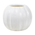 thumbnail image 2 of Gallickan Plastic Flower Pot, Pumpkin Shape Decorative Planter with Two Halves, Festive Garden Vase for Indoor and Outdoor Plants, White, 2 of 6