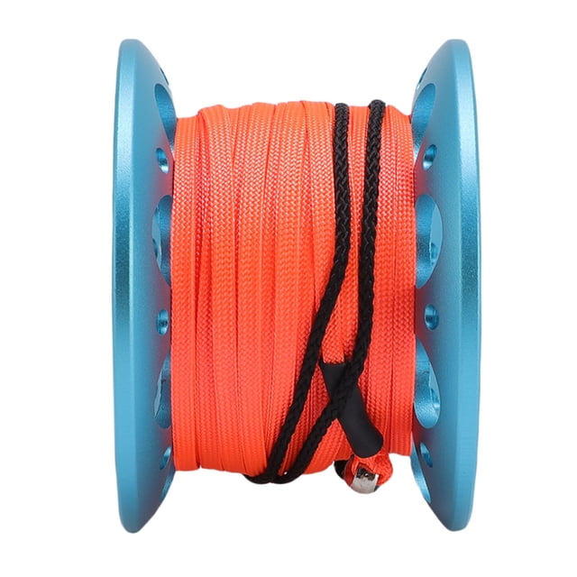 Aluminum Fishing Line Reel, Diving Spool, Diving Reel, Aluminum Marker Line Deployment with Stainless Steel Double Hook for Outdoor Boating Marine Operations
