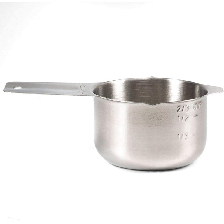 2/3 Cup Measuring Cup Stainless Steel Metal, Accurate, Engraved Markings US, Silver