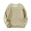 thumbnail image 3 of Eltusu Girls Hoodies, Loose Fit Solid Color Casual Pullover Long Sleeve Sweatshirts Beige Size 5-6 T, 3 of 5