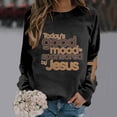 thumbnail image 2 of Unir Women Today's Good Mood Sponsored By Jesus Cross Sleeve Crewneck Sweatshirt Oversized Faith Fall Casual Layering Pullover Top 1PC S-XXL Plus Size Friendly, 2 of 5