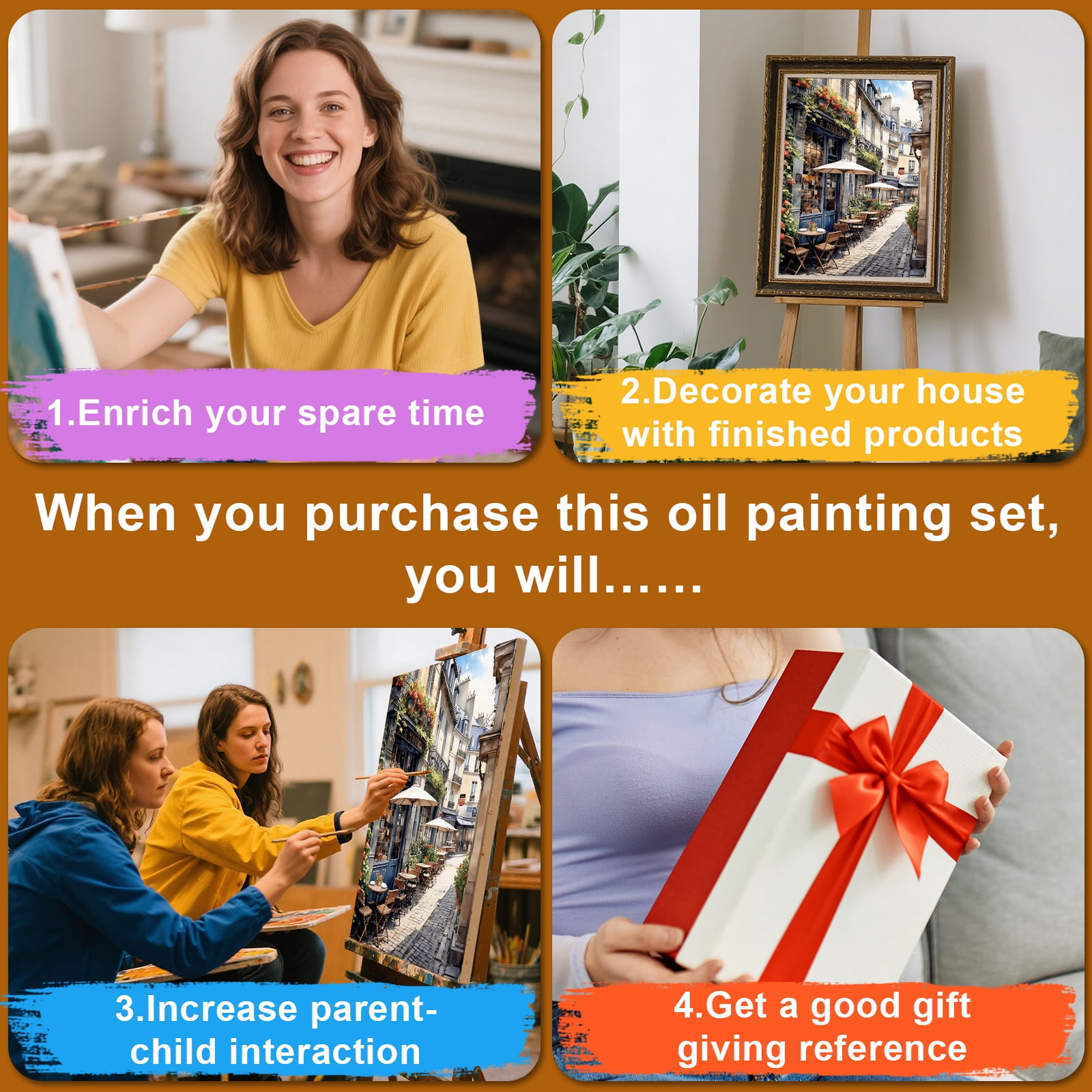 Qoosea Paint by Numbers for Adults, DIY Art & Craft Kits for Beginners with Frame, Paint Brushes, Acrylic Paint Set for Home Wall Decor, 16 x 20 in