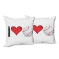 thumbnail image 6 of Ambesonne Sports Throw Pillow Cover 2 Pack, I Love Baseball Heart, 24", Red Black White, 6 of 6
