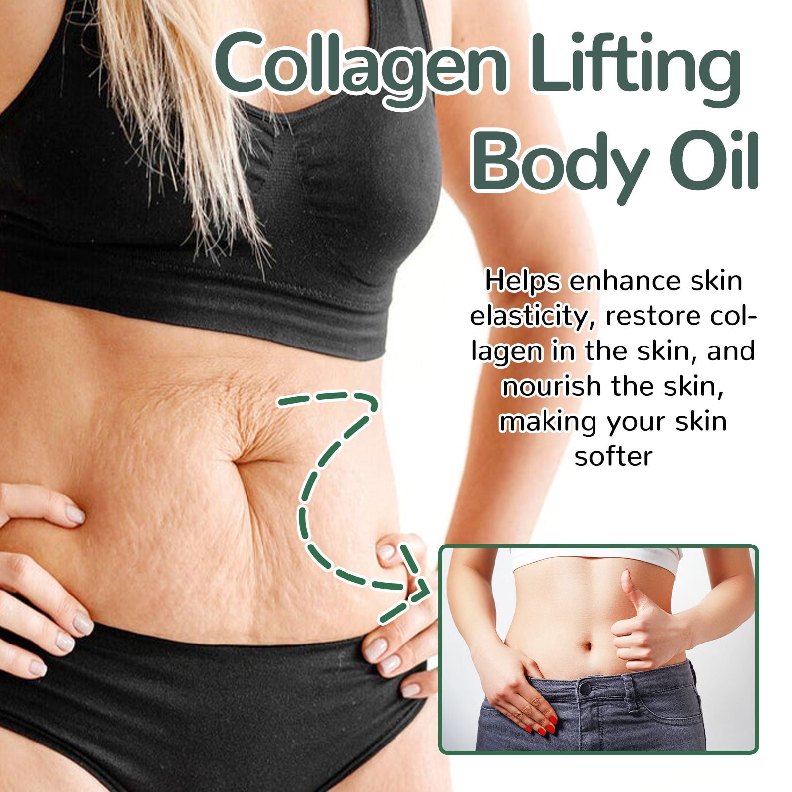 Alvantor Collagen Firming Body Oil - Hydrating Moisturizer for Dry Skin, Anti-Aging Body Oil for Elasticity & Nourishment, 3.38fl.oz