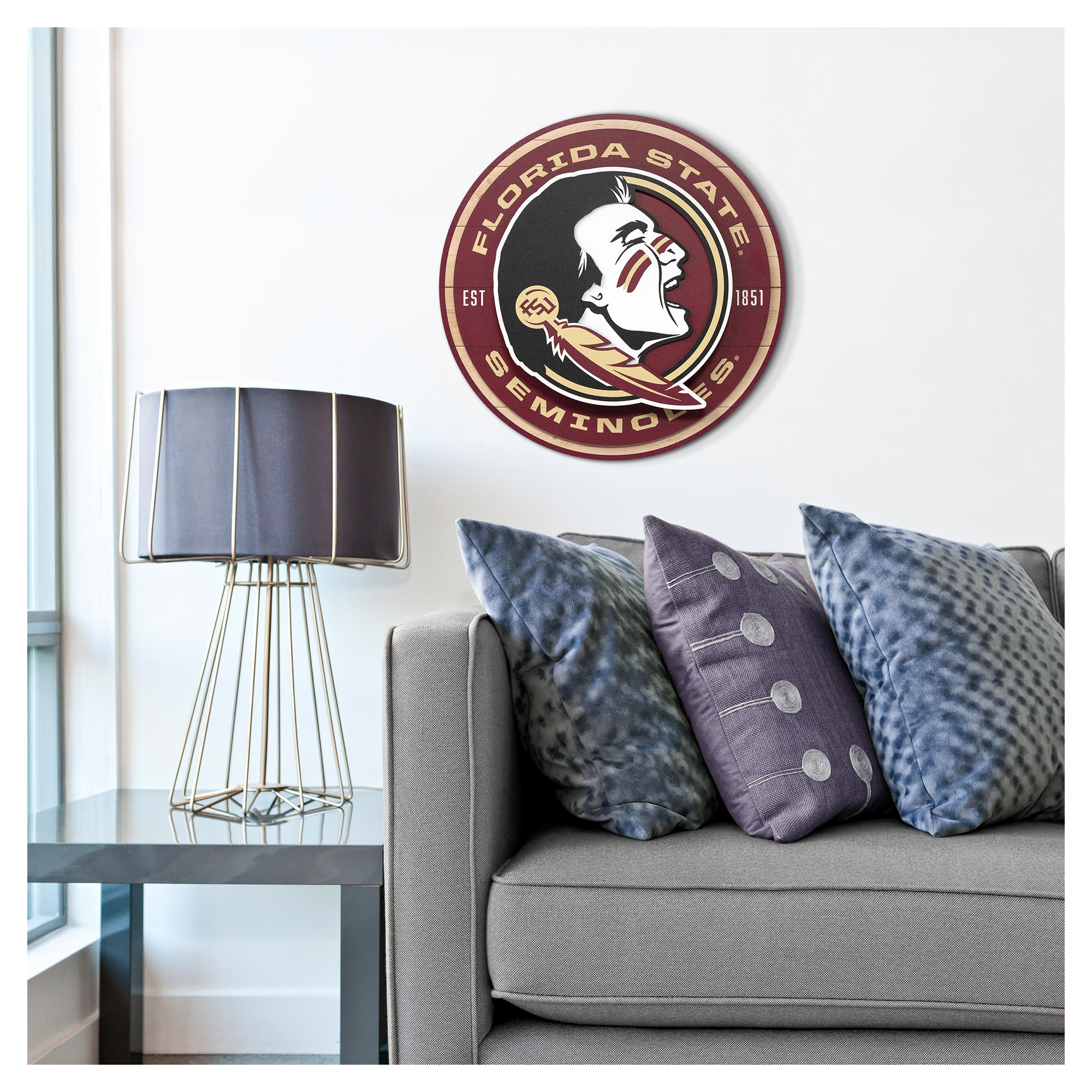 IDNA Florida State Seminoles 15" x 15" 3DX Logo Circle Backer Wall Art