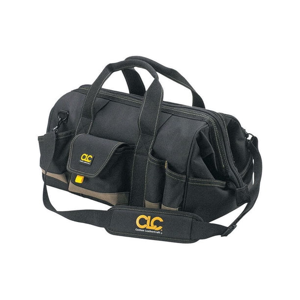 Bolsa para herramientas CLC Mega Mouth, 25 bolsillos, poliéster negro/tostado, 30 x 25 cm