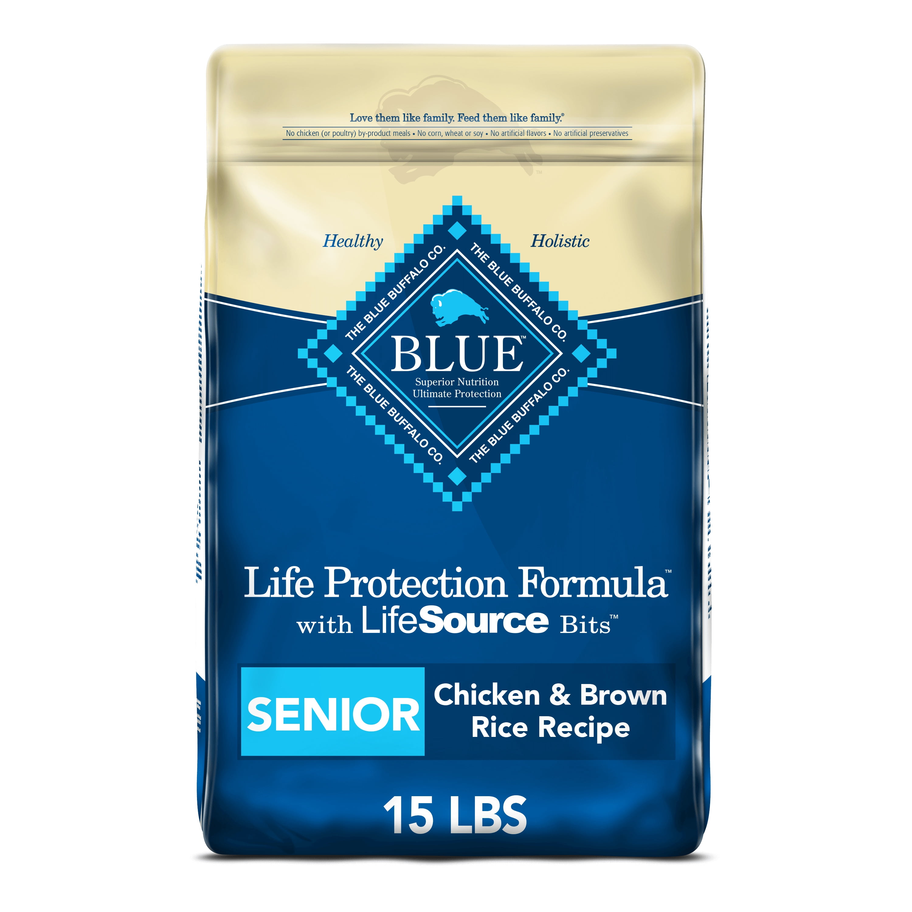 Blue Buffalo Life Protection Formula Natural Senior Dry Dog Food, Chicken and Brown Rice 15-lb