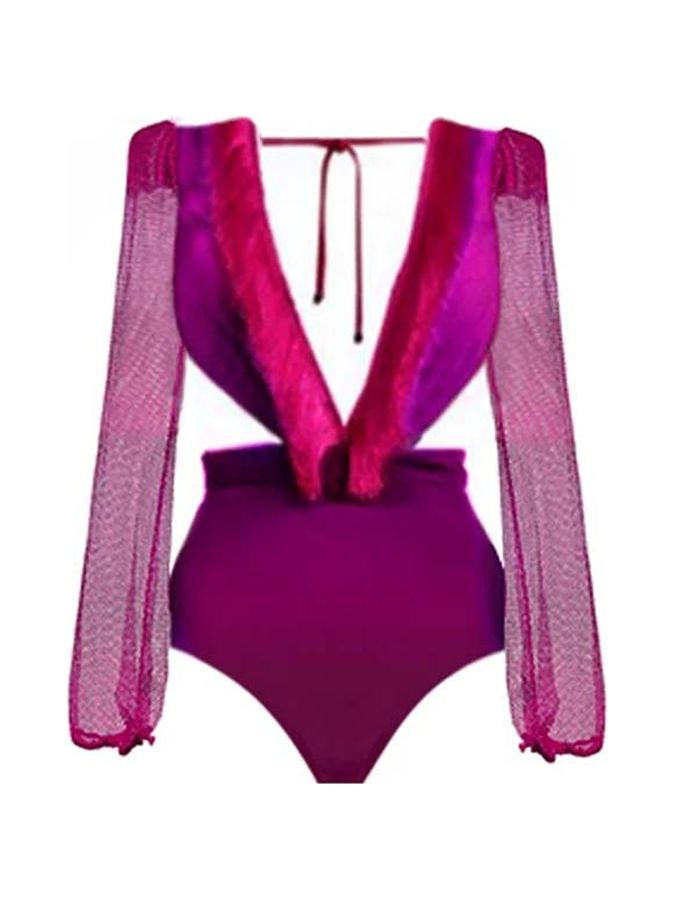 SWIMSHY Women’s VNeck OnePiece Tassel Cut Swimsuit Set Bathing Bikini with UPF 50+, 2Piece, M