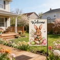 thumbnail image 5 of AZXY Easter Welcome Garden Flag 12x18 Inch, Double-Sided Linen Bunny with Easter Eggs Floral Print Waterproof Weather-Resistant Yard Flag for Spring Outdoor Garden Decorations, 5 of 7