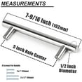 thumbnail image 4 of 20 Pack | 5 Inch Polished Chrome Cabinet Handles, 7-9/16 Inches Total Length Euro T Bar Handle Pulls, Stainless Steel Kitchen Cabinet Hardware Drawer Pulls, 4 of 5