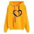 thumbnail image 1 of Chandails à Capuchon pour Femmes Sweat à Capuche Confortable à Imprimé Cœur Couleur Vive Manches Longues Design Graphique Chandails en Molleton Jaune, 1 of 5