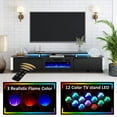 thumbnail image 5 of Amerlife 110" Large Fireplace TV Stand Set with 36" Electric Fireplace, Modern High Gloss TV Console Table for 80" TV, Black, 5 of 8