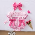 thumbnail image 2 of enyan Newborn Baby Girl 4th Of July Outfit Flag Embroidery Somcked Bubble Romper Short Sleeve Onesie Fourth Of July Outfit Light Pink,12-18 Months, 2 of 3