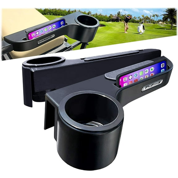 Black Golf Cart Armrest for Golf Cart Rear Seat Kit with Cup Holder and Golf Cart Phone Holder