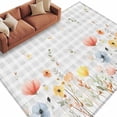 thumbnail image 2 of Area Rug for Living Room, Botanical Wildflowers Non-Slip Indoor Ex Large Carpet for Bedroom/Dining Room, Spring Farmhouse Floral Grey Plaid Washable Low-Profile Floor Runner Rugs - 8 x 10 Ft, 2 of 7