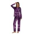 thumbnail image 2 of Yuaguia Family Matching Christmas Pajamas, Merry Christmas Letter Purple Sparkle Print Long Sleeve Top and Matching Lounge Pants Sleepwear Set, Women M, 2 of 5