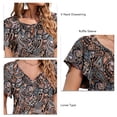 thumbnail image 1 of Chiffon Top, V Neck Chiffon Top Polyester Printed Ruffle Sleeve  For Dating Flower With Black Background L, 1 of 6