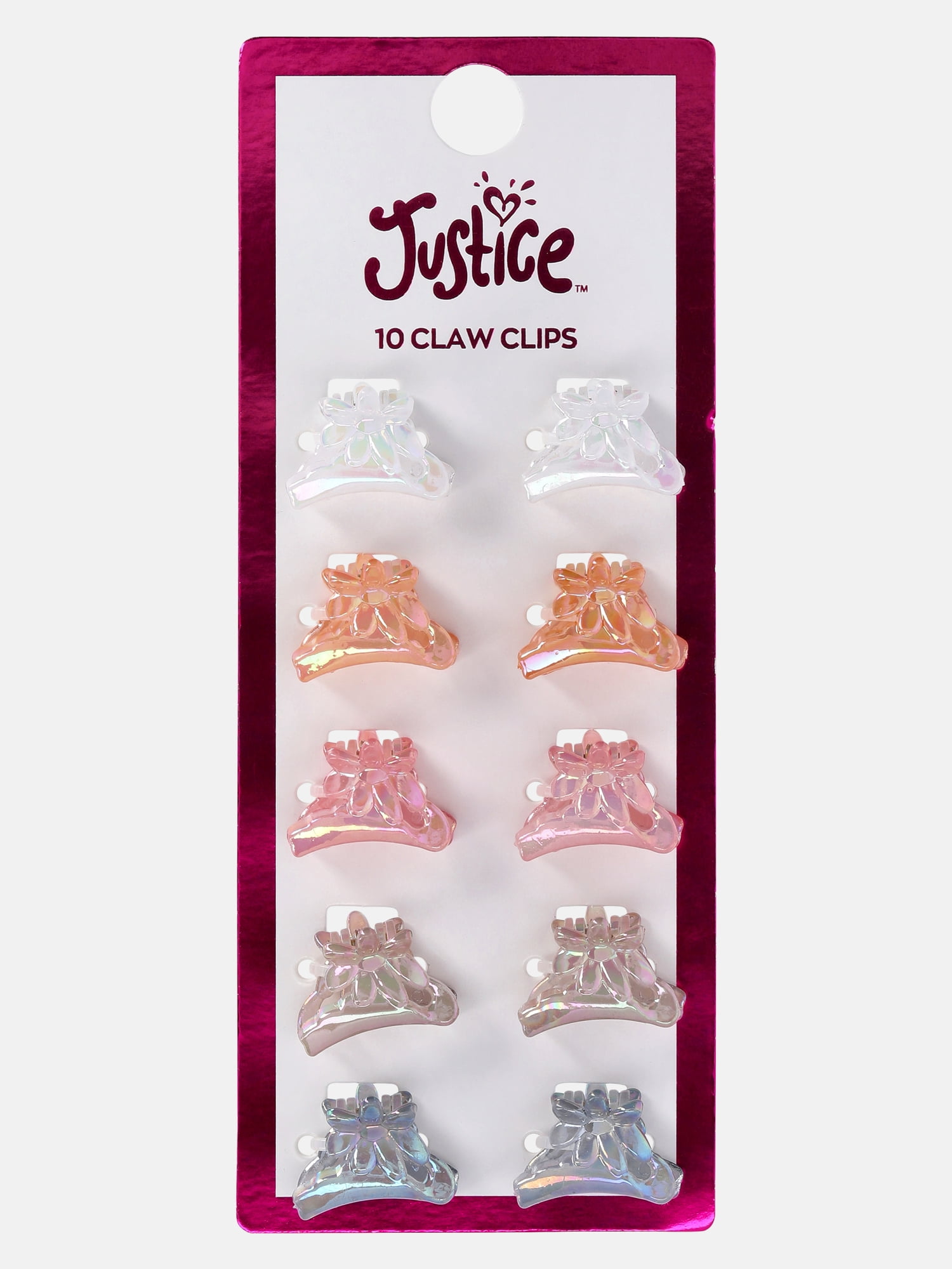 Justice Girls Multi Flower Mini Claw Clips, 10-Piece Set