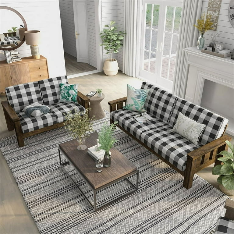 Plaid Sofa And Loveseat Set