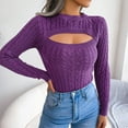 thumbnail image 2 of Aayomet Womens Cardigan Sweaters The Drop Women's @lucyswhims Side Button Cropped Turtleneck Sweater,Purple S, 2 of 5