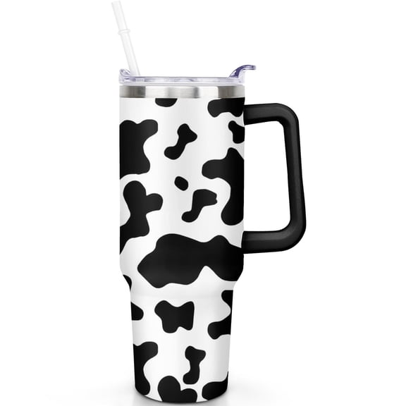 Pilot Gift for Cow Print Lovers 40oz Cow Print Coffee Tumbler, Cow Print n Double Insulated With Handle Spill Proof Lid Straw