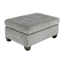 OakvillePark Mattapan Velvet Upholstered Ottoman, Taupe