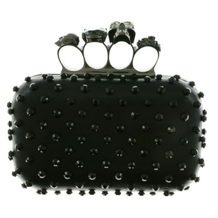 - Mi Amore Skull Four fingered knuckle clutch Clutch-Purse Black & Silver-Tone