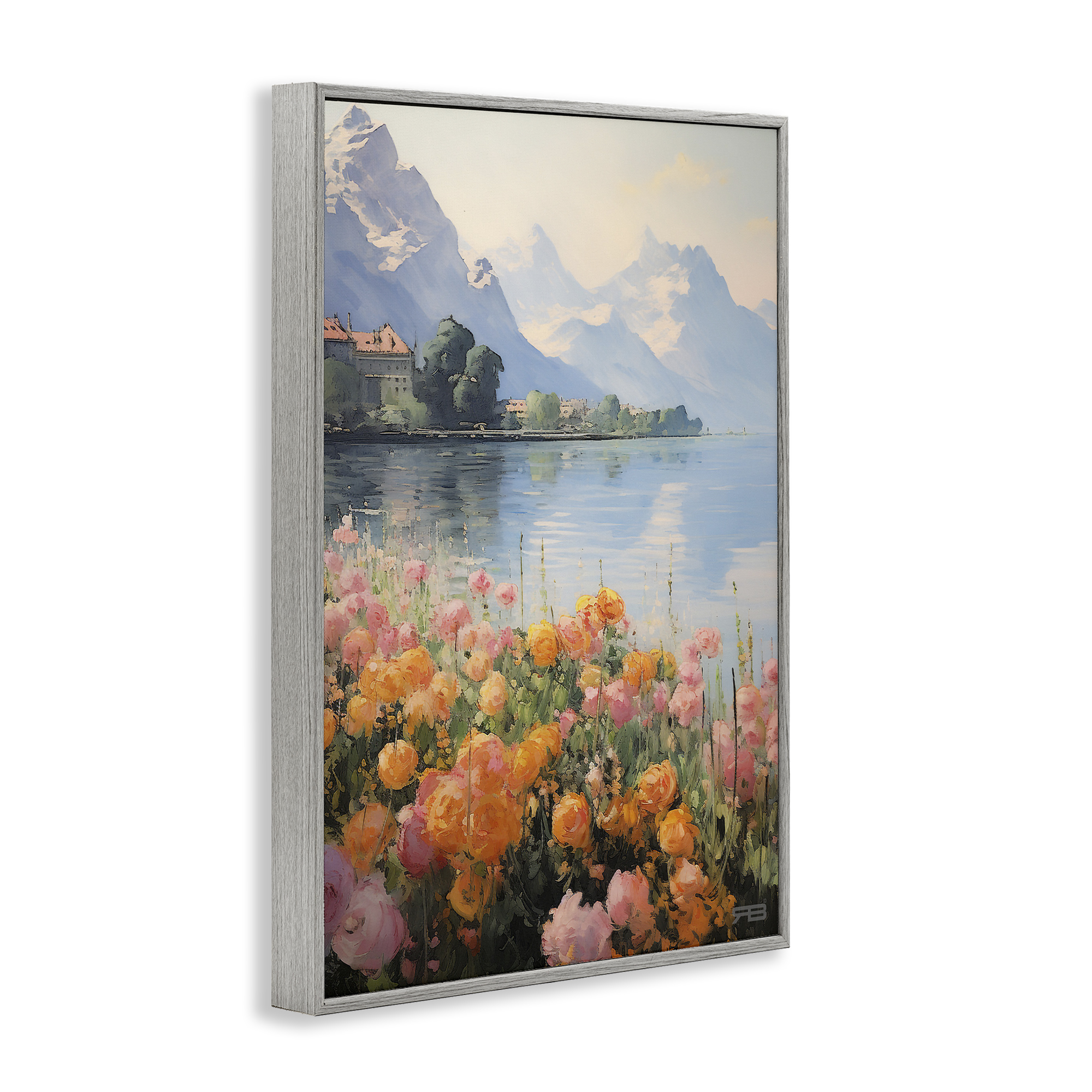 Stupell Industries Mountain Meadow Outskirts Landscape Painting Gray Framed Art Print Wall Art, 12 x 18
