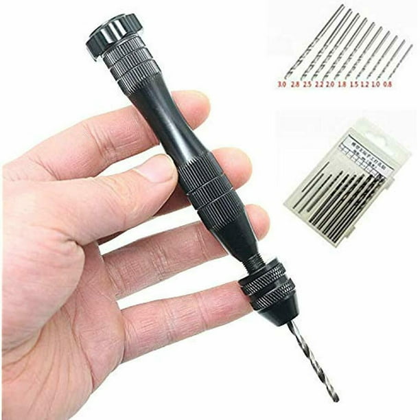 Precision Rotating Pin Vise Hand Drill Set With Twist Bits Of 10pcs HSS