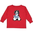 thumbnail image 3 of Inktastic B/W Parti Doodle Dog Boys or Girls Long Sleeve Toddler T-Shirt, 3 of 5