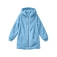 thumbnail image 4 of Girls Fleece Jacekts with Hood Casual Lightweight Warm Long Sleeve Zip Up Kids Winter Coat Blue 12-13Years, 4 of 9