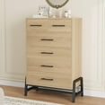 thumbnail image 1 of Commode à 6 Tiroirs pour Chambre, Commode Autoportante de 46,6 Po de Hauteur avec Rangement, Coffre de Rangement en Bois pour Garde-Robe pour Salon, Chambre, Entrée, Chêne Naturel, 1 of 7