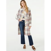 Scoop Women's Long Sleeve Oversized Plaid Shacket