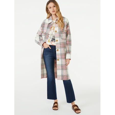 Scoop Women's Long Sleeve Oversized Plaid Shacket