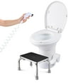 thumbnail image 1 of Yescom RV Toilet Porcelain Enamel Gravity Flush w/ Bidet Spray & Step Foot Stool, 1 of 10