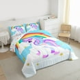 thumbnail image 3 of Manfei Purple White Unicorn Bedding Comforter Set,Fairy Tale Theme Twin Comforter Sets,Cute Cartoon Animal Bedding Set For Teens,Microfiber Bedroom Decor Reversible,2-Piece, 3 of 8
