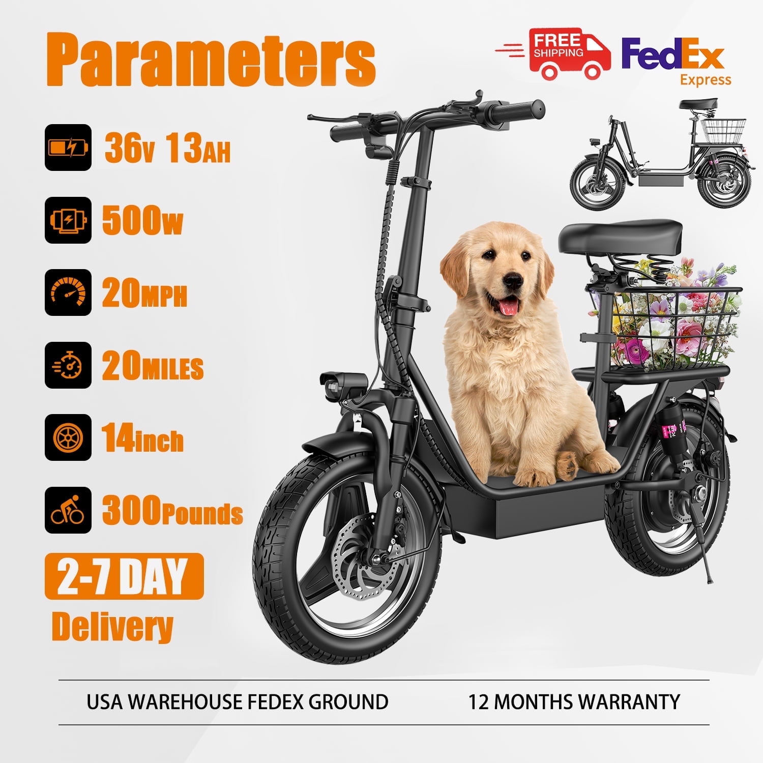 K8 Electric Scooter with Seat,650W Peak Motor 36V 13AH Commuter